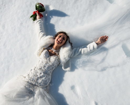 foto matrimonio sposi inverno